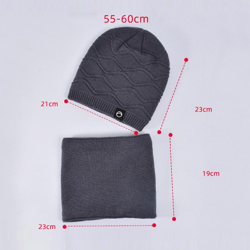 Vinterlue Skjerf Todelt Sett Dame Utendørs Fløyel Varm Øreklaffer Strikket Ullue