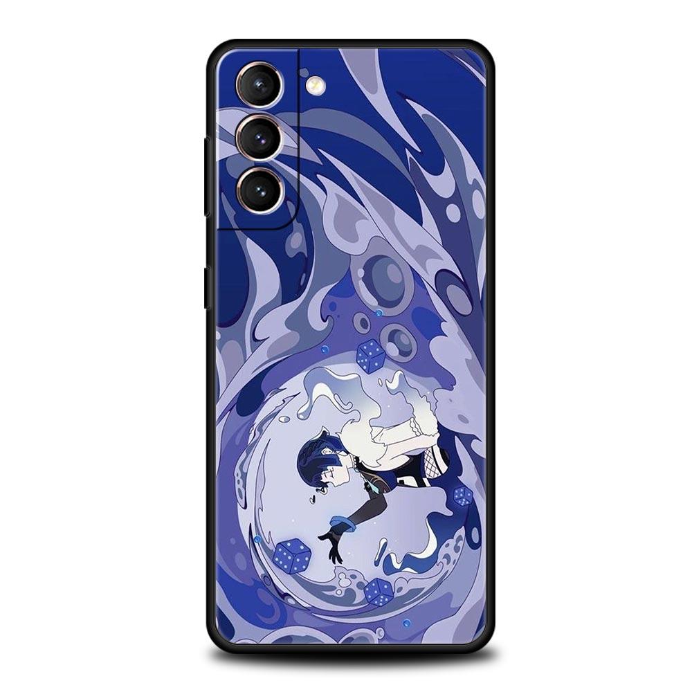 Genshin Impact Cartoon Logo Phone Case For Samsung Galaxy S23 Ultra S22 S21 S20 FE 5G S10 S10E S9 S8 Plus Note 20 Silicone Cover