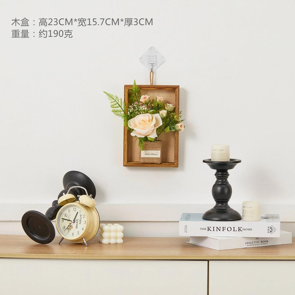 Retro Wall Decoration Pendant Wall Mounted Wooden Flower Box Simulated Flower Pendant Wall Accents Decoration Crafts