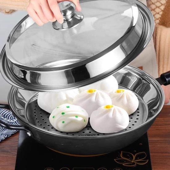 Round Stainless Steel Steamer Rack with Fine Mesh Thickened Heat-Resistant Steamer Basket for Pots Rust-Proof Dumplings Vegetables Seafood Cooking