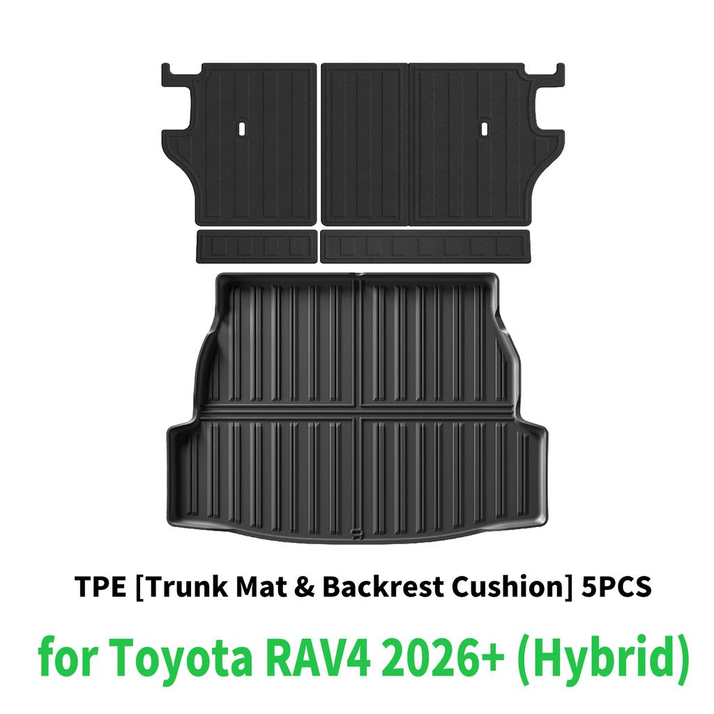 for Toyota RAV4 2026 2027 LHD RHD TPE Car Trunk Mats & Seat Back Quick Clean Non-Slip Bottom All Season Use Accessories