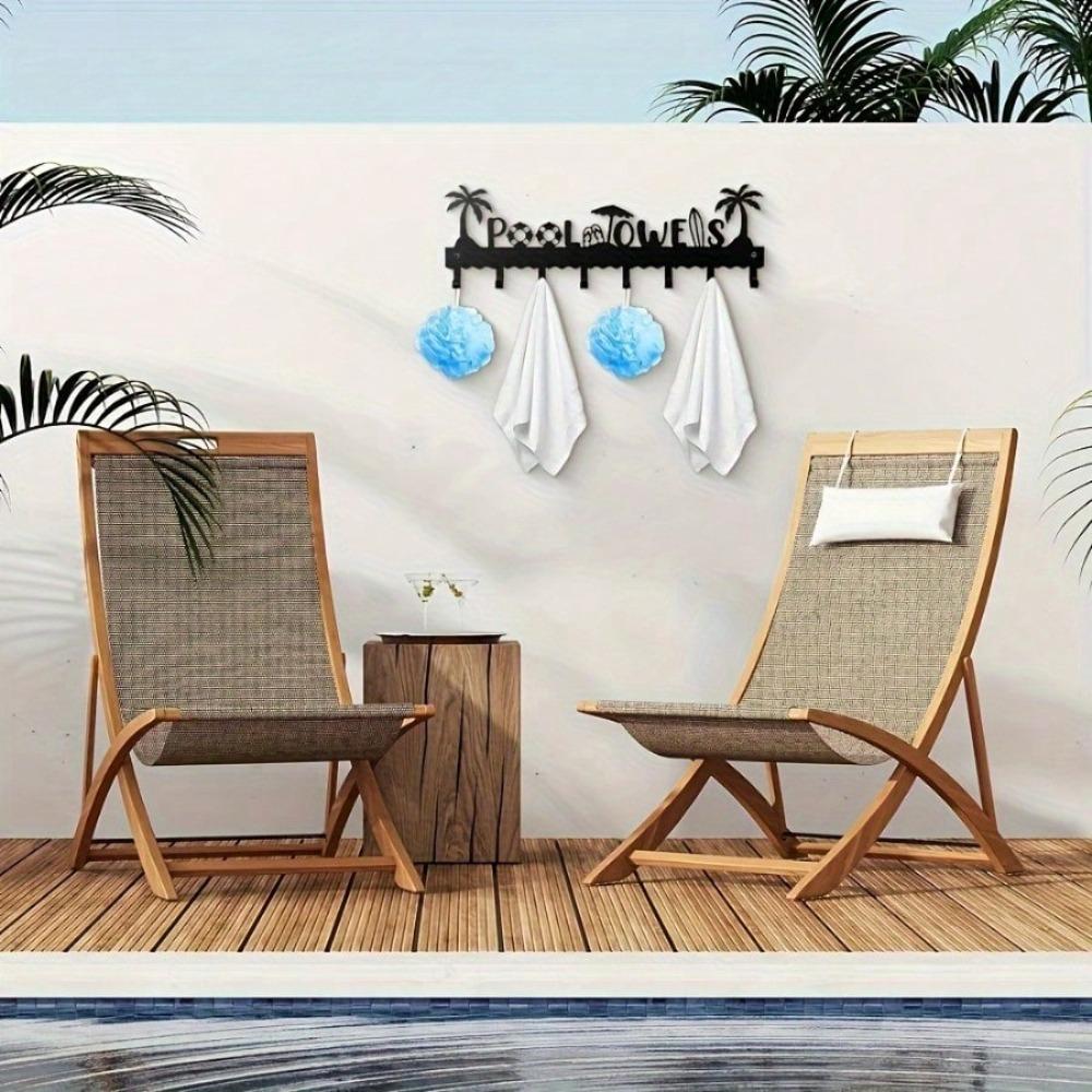 1 Stück Pool Handtuchhalter, Metall Handtuchhaken, Wandmontierter Handtuchhalter, Strandtuch Hakenleiste, Sommer Pool Handtuchhalter mit 8 Aufbewahrungshaken