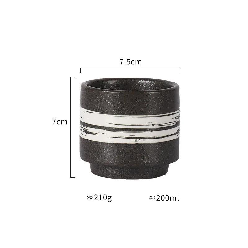 

2pcs Retro round water cup living room coffee table tea cup 200ml portable household supplies restaurant home Kung Fu Tea bowl