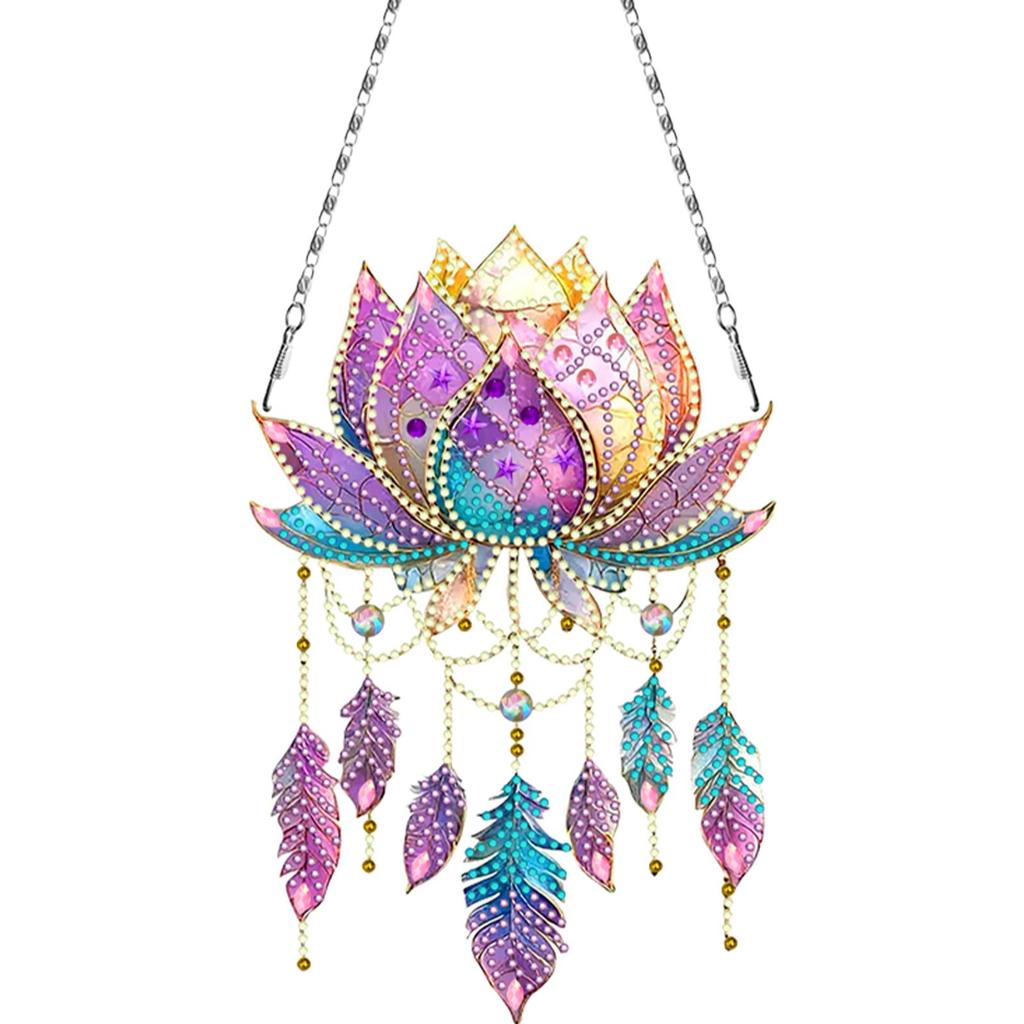 Stained Art DIY 2D Flat Acrylic Hanging Diamond Art Set 24x24cm Double Side Print Single-Sided Rhinestone for Adults Home Decor