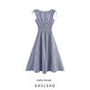 Kaslead New Women Clothes Western Style Fashion Simple Plaid Waist Hugging Lace-up Dress