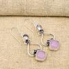 Pink Chalcedony, Kunzite Gemstone Handmade 925 Sterling Silver Jewelry Gorgeous Earrings Gift For Love