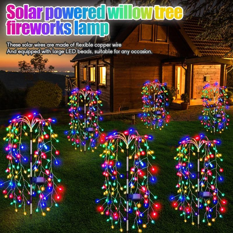 Luce per fuochi d'artificio solare, luci per fuochi d'artificio a LED, impermeabili, per esterni, decorazione da giardino, prato, luci per feste