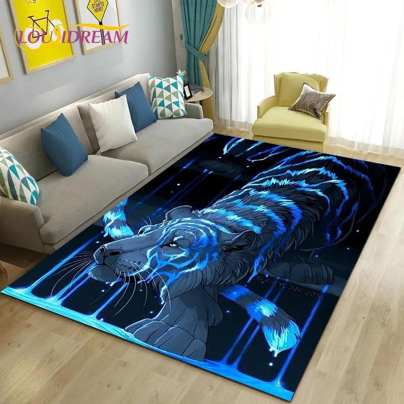 3D Cartoon Dier Luipaard Jachtluipaard Gebiedskleed Tapijt voor Woonkamer Slaapkamer Speelkamer Sofa decoratie huis Antislipkleed Vloermat Zacht