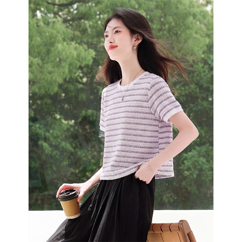Women's Elegant Striped Knit T-Shirt
