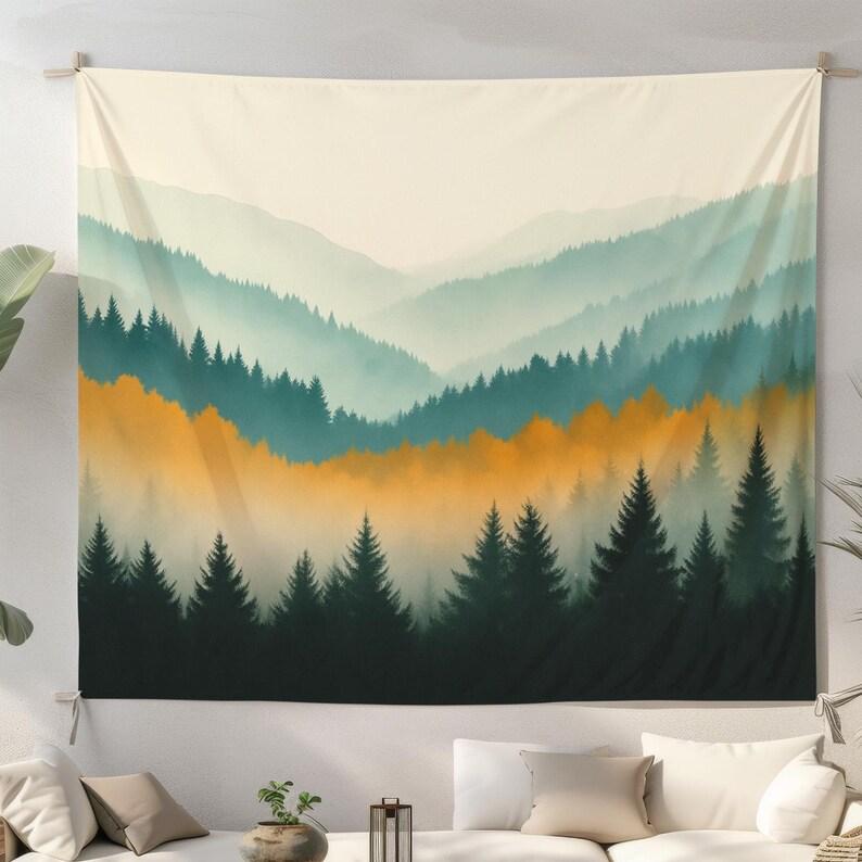 Forest and mountain scenery tapestry 75x100 чёрный