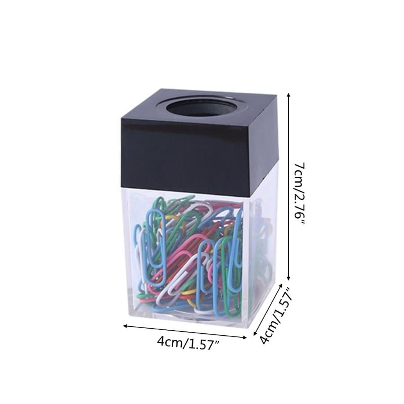 Square Magnetic Paperclip Holder Office Desk Accessories Magnetic Desk Organizer