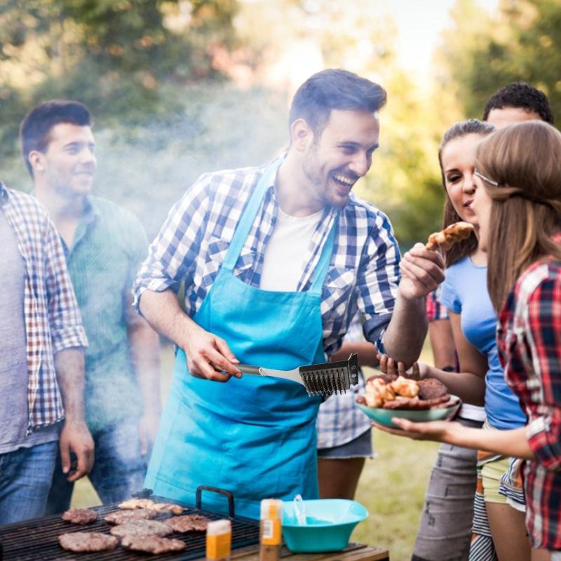 Grillbürste und Schaber Edelstahlborsten Sicher Keine Kratzer Reinigung Am besten für Char Broil & Keramik