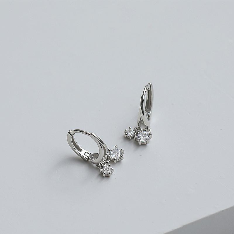 Zircon Earrings Women'S Simple High-End Earrings Exquisite Stud Earrings Small Earrings Cold Style Decoration