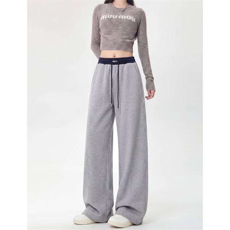 Women s Fashion Color-block Loose-Fit Sweatpants One Size