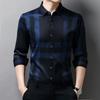 New Men's Casual Printed Long Sleeved Lapel Shirt for Spring and Autumn Fashion Comfortable Wrinkle Free Top Without Ironing