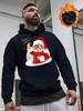 Unisex Fleece-Lined Hooded Sweatshirt, Corrugated Plush Lining Warm, Santa Claus Waving Christmas Print, Autumn Winter Fleece-Lined Sweatshirt, Unisex