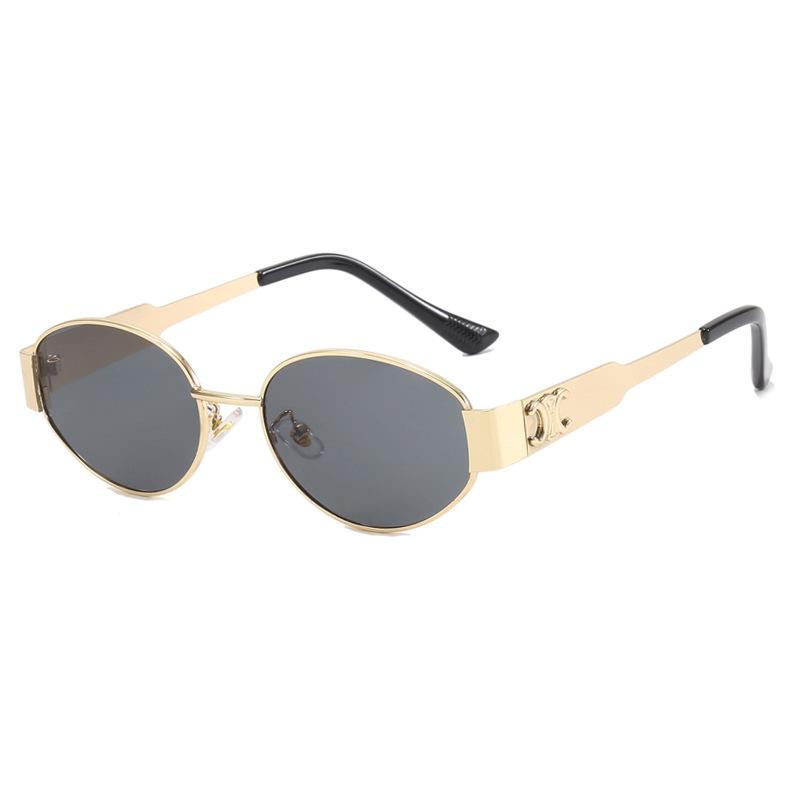 Style Retro Lisa Sunglasses  Oval Frames With Gold And Black Color Choices