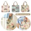 Cute Canvas Lunch Bag Large Capacity Waterproof Tote Bag Print Lunch Box Handbag for Women