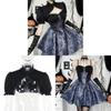 Gothic Dark Style Twopiece Dress Set With Jacquard Fabric For Streetwear Fashion