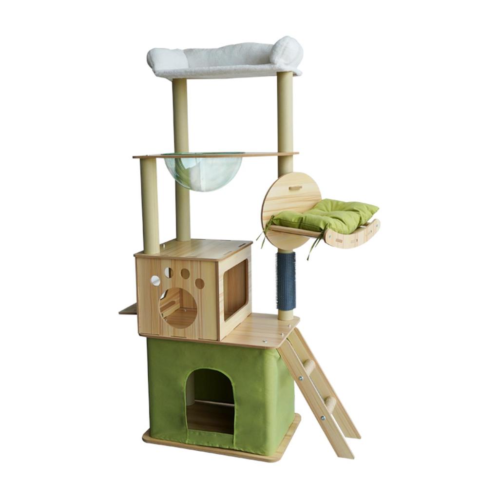 Custom Cat Tree & Bed: Space Capsule Design with All-Season Jumping Platform & Large Scratching Post