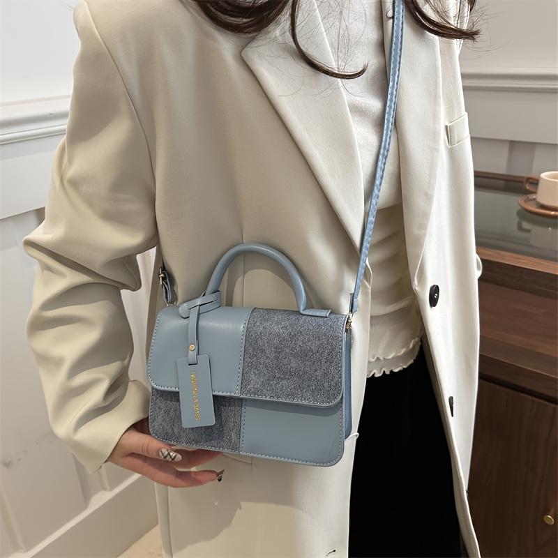 Elegant Women'S Crossbody Shoulder Bag Fashiable Splicing Texture Handbag, Chic Square Small Tote Bag, Woman Daily Phe Pouch