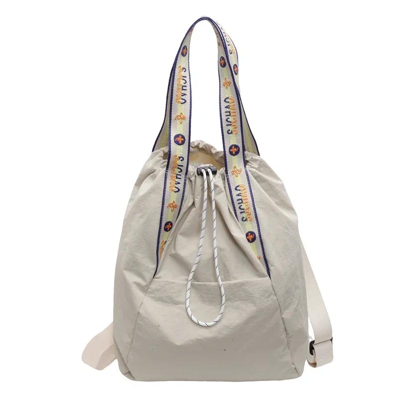 Große Kapazität Solid String Nylon Umhängetasche für Damen Bunte Riemen Rucksack Modetaschen