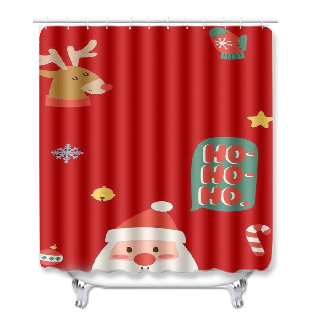 Christmas Bathroom Shower Curtain Four-Piece Combination Floor Mat Bathroom Water Absorbent Non-Slip Door Mat Bedroom Carpet