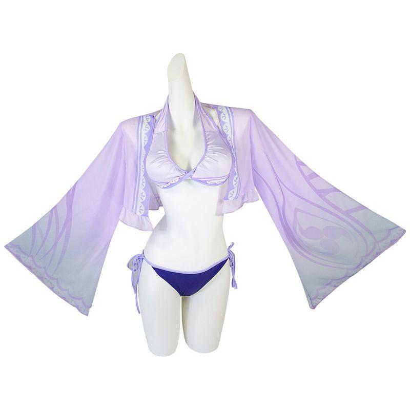 Genshin Impact Raiden Shogun Swimsuit Cosplay Costume Raiden Shogun Miss Hina Cosplay Halloween Costume Thunder General XL