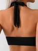 1011 new European and American solid color bilini swimsuit women's high waist sexy split bikini swimsuit