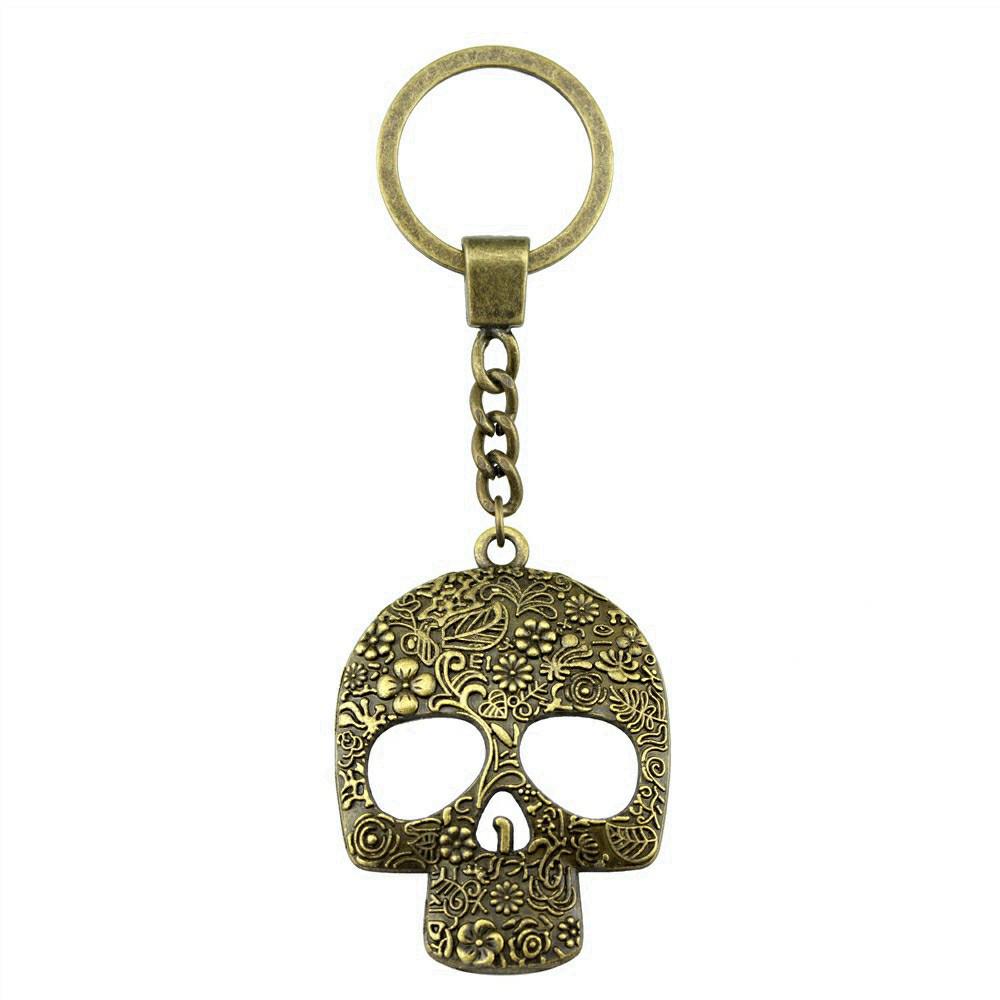 Gothic Floral Cross Keychain Religious Theme Pendant Key Ring 30mm Ring