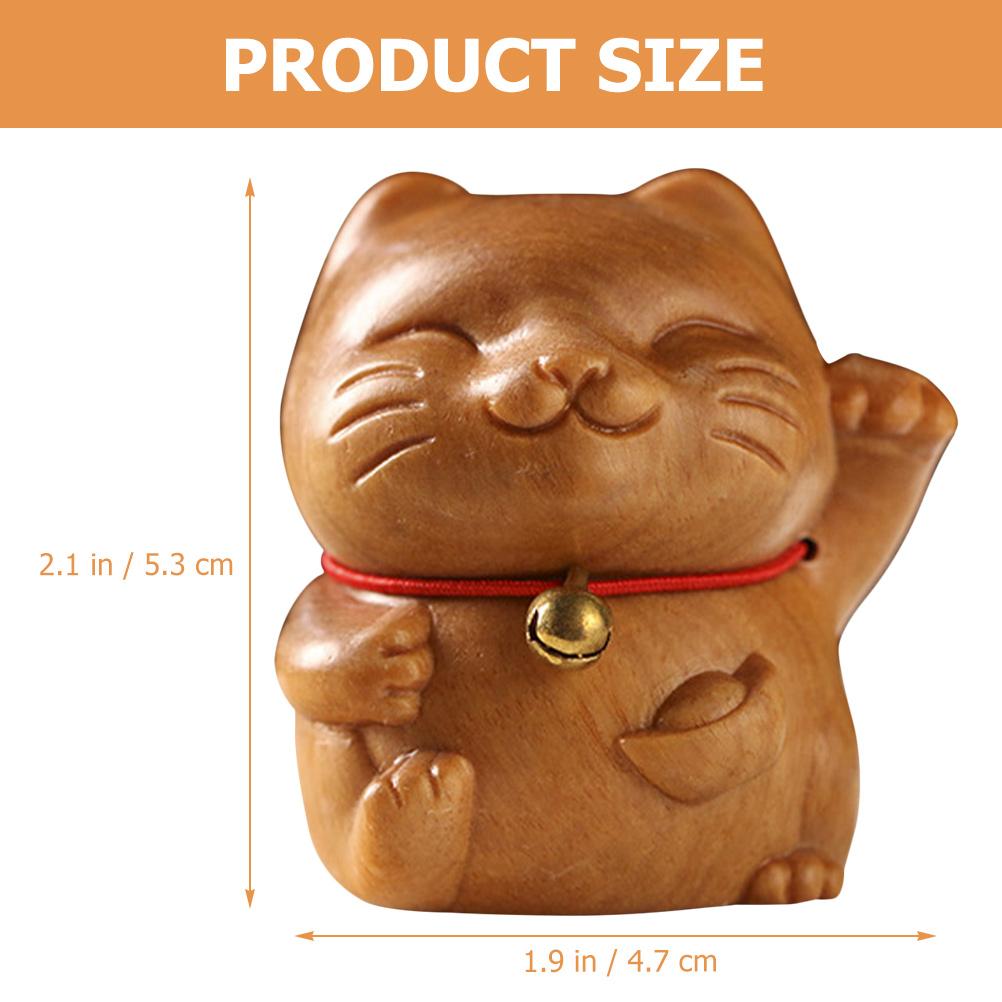 

Sandalwood Luck Cat Statue Elegant Desktop Ornament for Home Office Car Decor Positive Energy Attracting Gift Home Fortune Cat коричневий