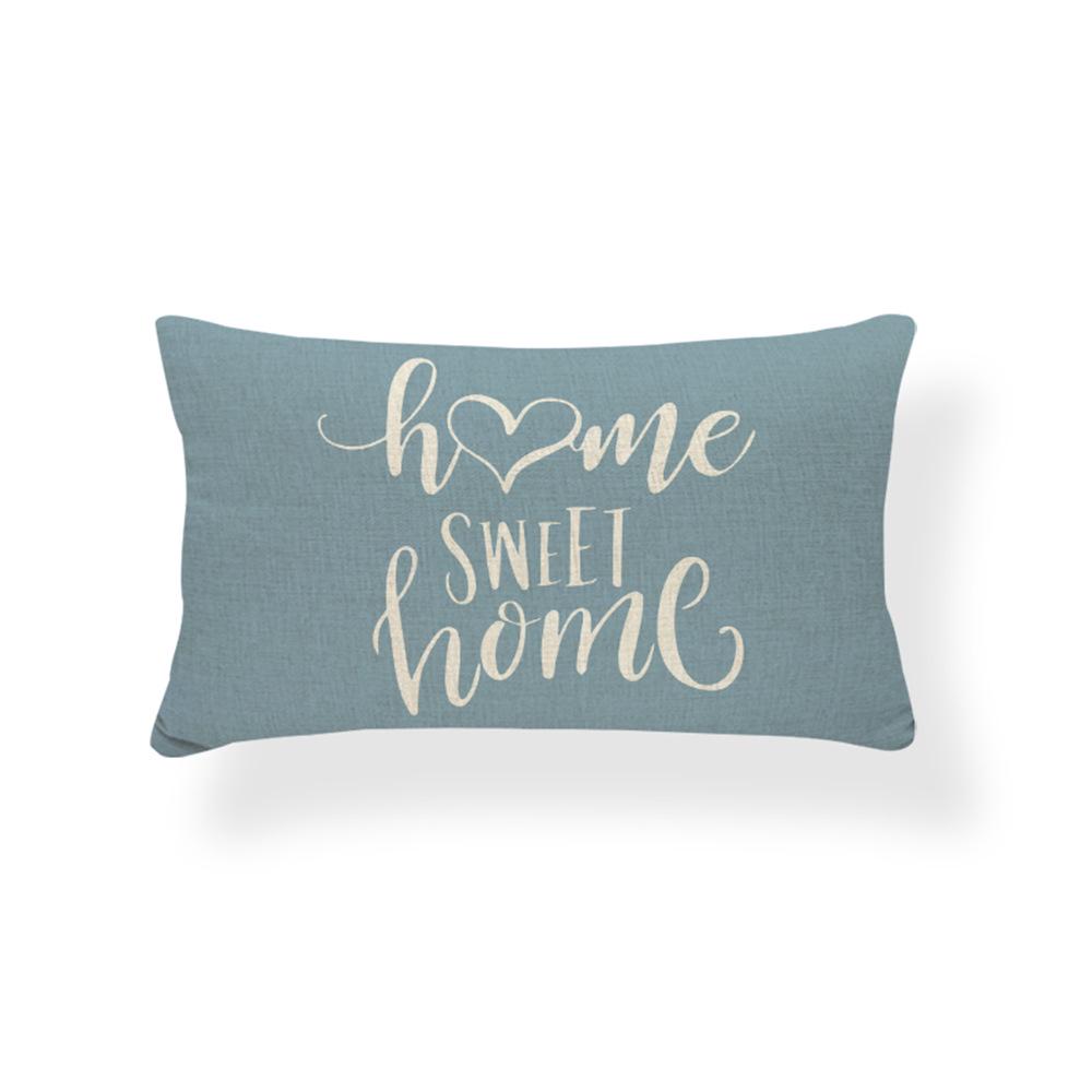 Geometrischer Leinen-Kissenbezug in Seeblau, Gelb, Schwarz und Weiß - Bauernhaus Wohnzimmer Sofa Dekor