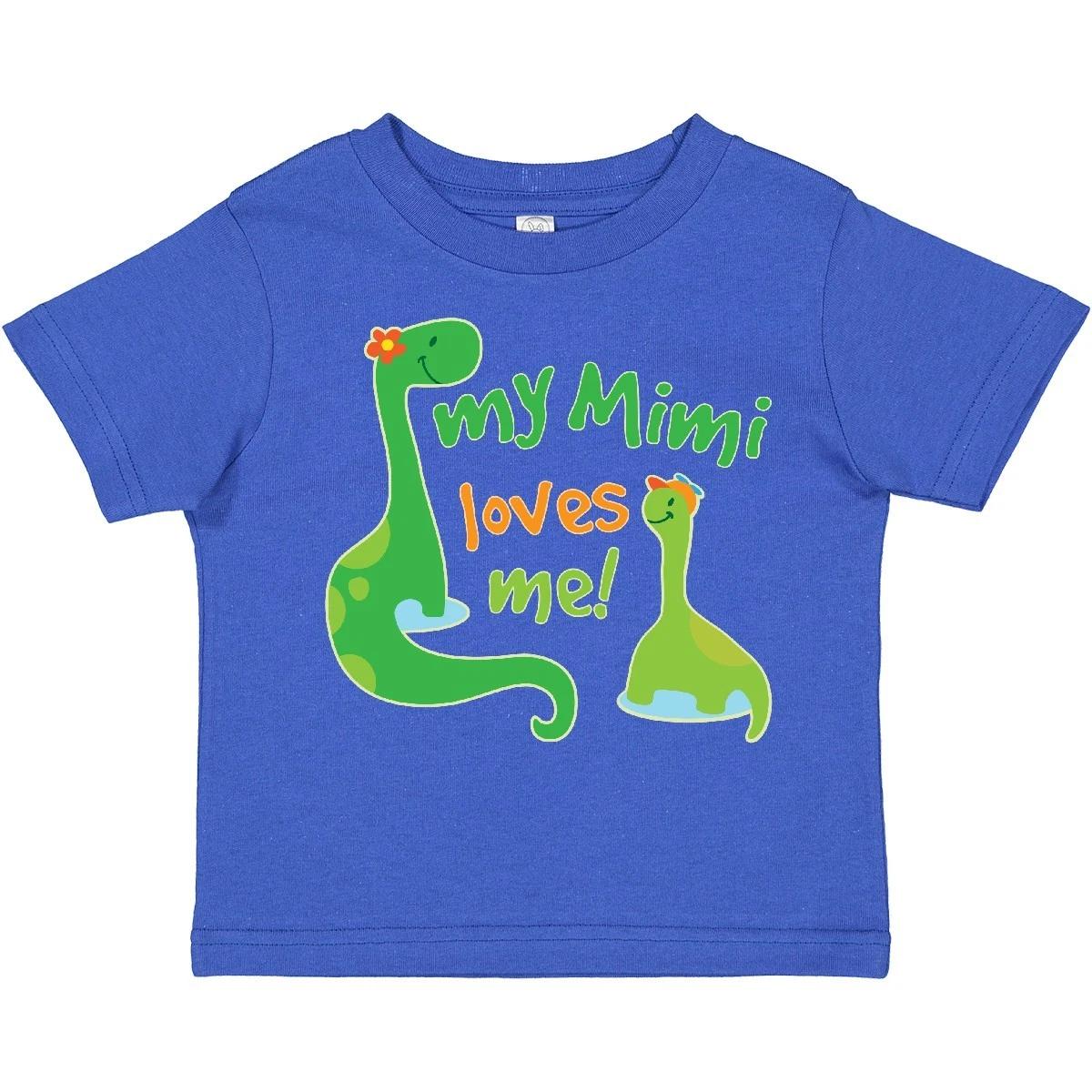 Inktastic My Mimi Loves Me Grandson Dinosaur Toddler kids boys T-Shirt Cute Grandchild For 100