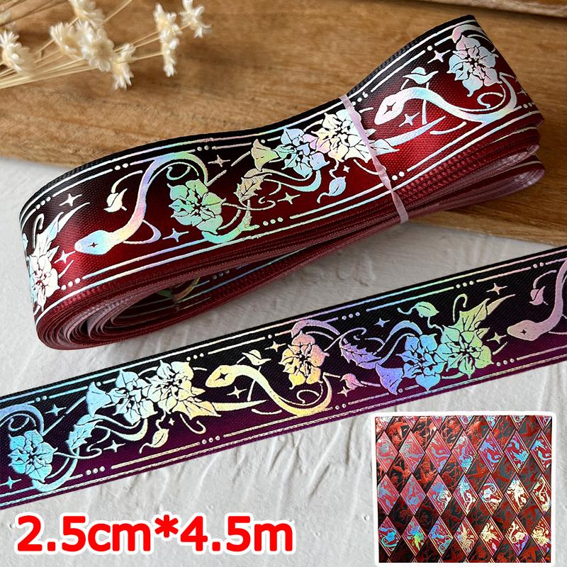 2.5cmx4.5m/Roll Packaging Ribbons Decorative Multiple Colors Brooch Badge Hot Stamping Pattern Headwear Hat Cartoon Gift Box