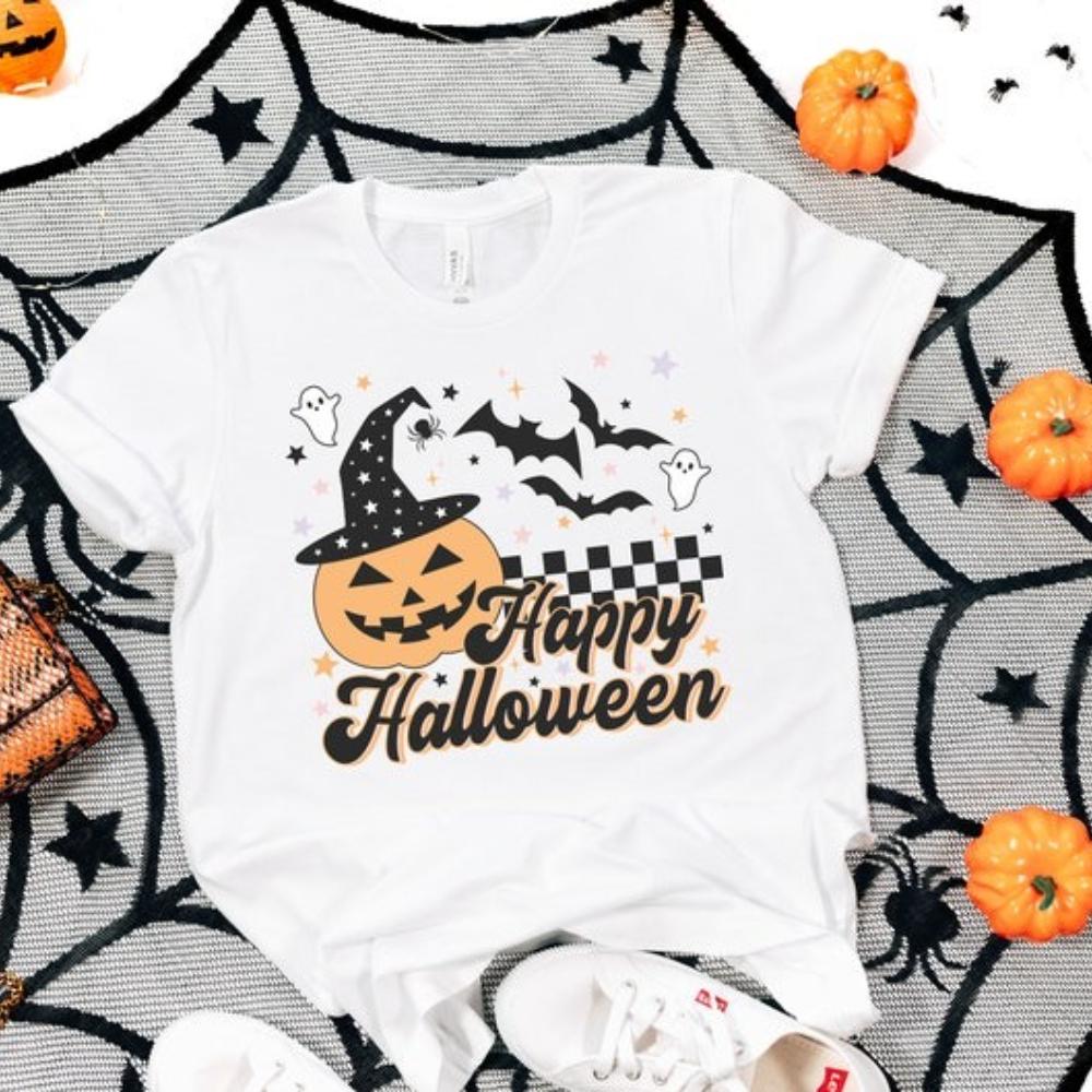 Happy Halloween Woman Man Orange Graphic T Shirts All Saints Day Shirt Autumn Fashion Casual Outdoors Breathable Shortsleev