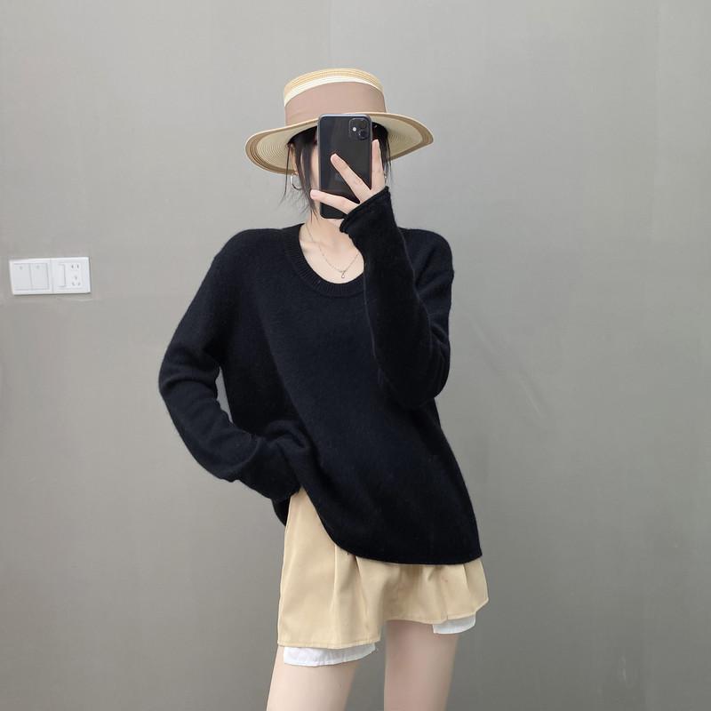 

Женский свитер Qinghe 100% чистый кашемир - Ультрамягкий роскошный зимний пуловер XL чёрный