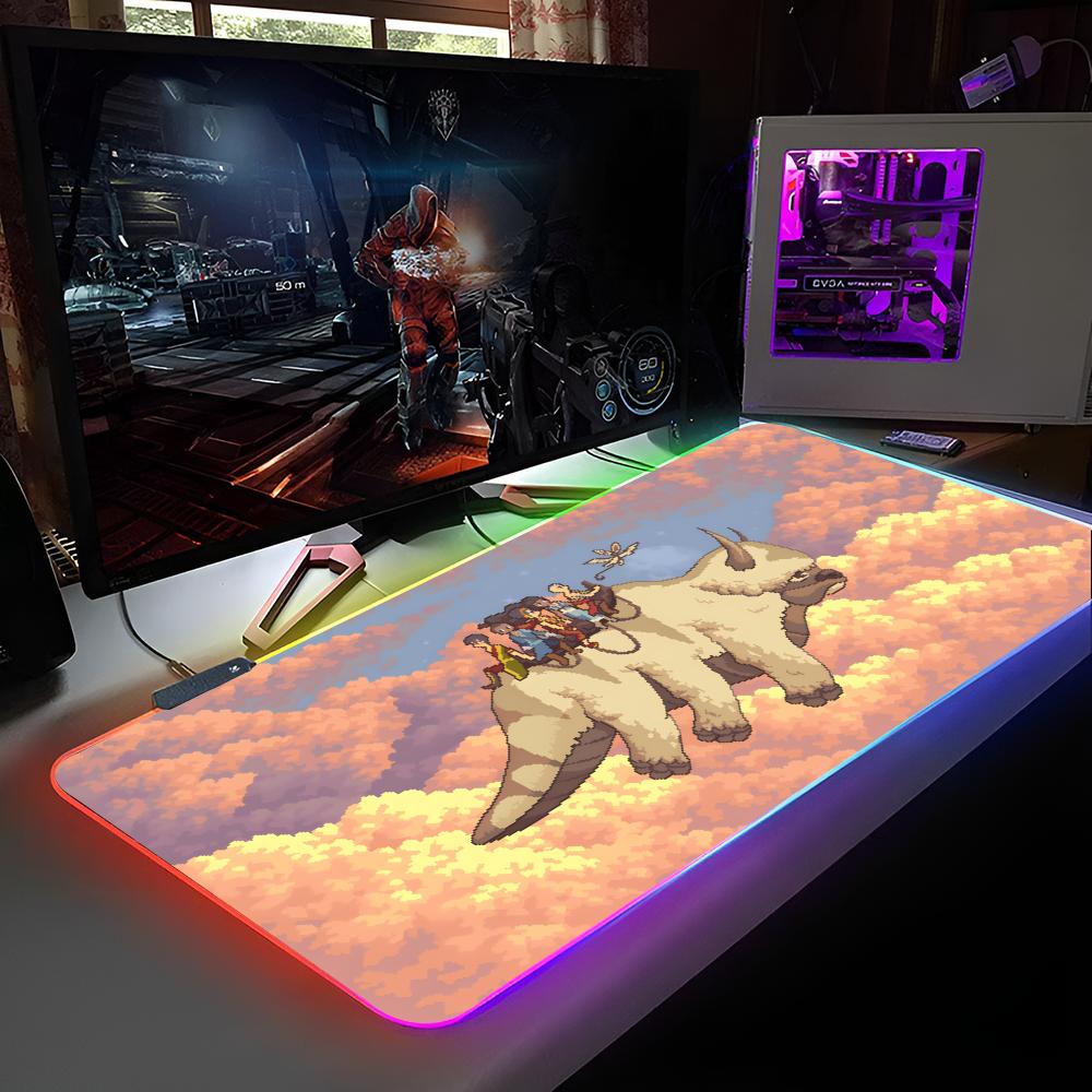 Avatar The Last Airbender Tappetino Mouse Tappetino Mouse Retroilluminato RGB Tappetino Mouse per Laptop Laptop Gamer Scrivania per Computer Accessori da Gioco