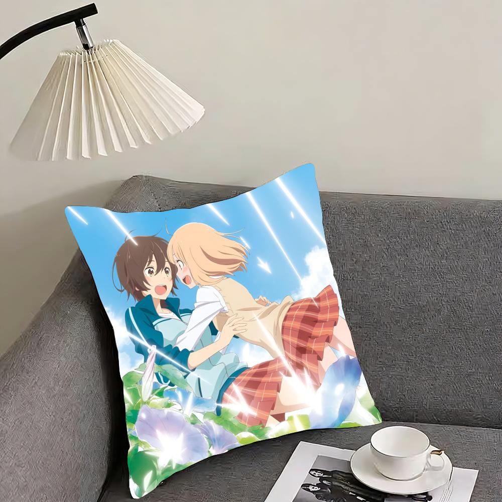 Asagao to Kase-san Cushion Cover Reversible Plush Pillow Cover – For car, sofa, bedroom, perfect as a gift.