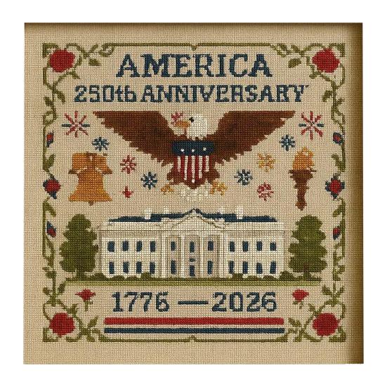 America Stitch Anniversary Cross US 250th Patriotic Cross Stitch Kit Beginner-Friendly Commemorative