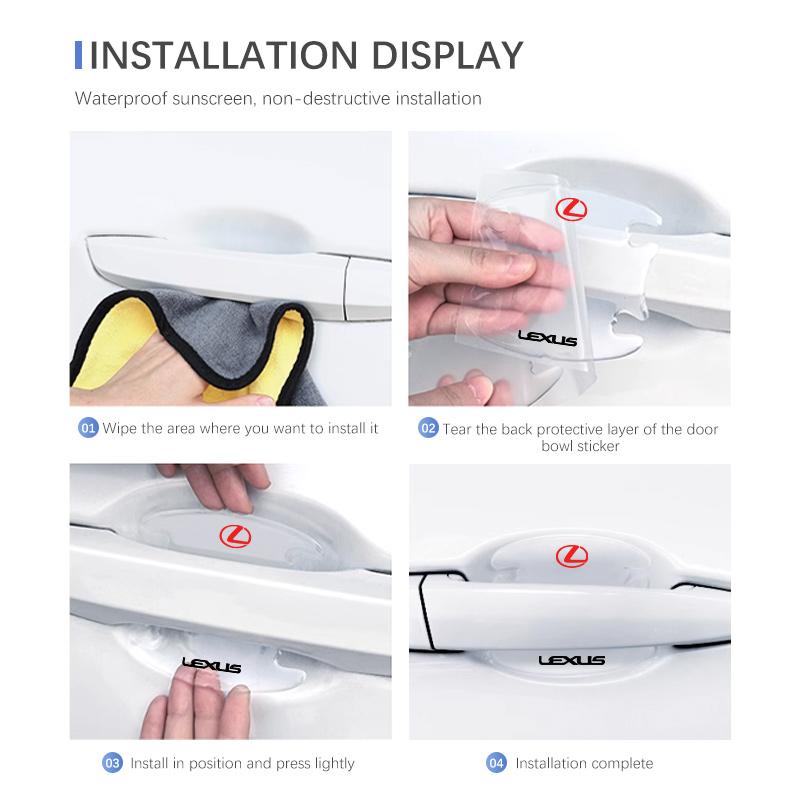 Car Transparent Door Handle Protection Exterior Styling Door Bowl Stickers For Lexus RX ES GX LS LX IS GS RC UX IS250 ES300 350 AEG1