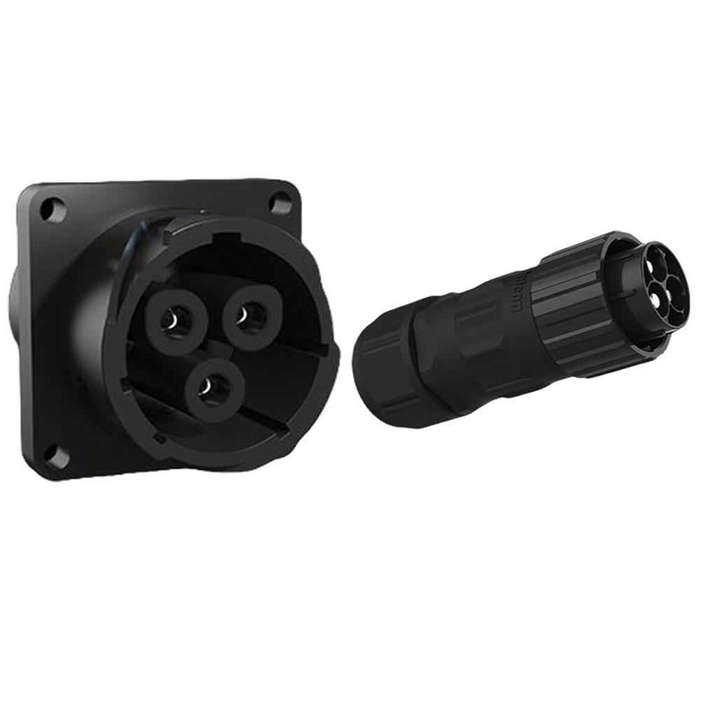 Aviation Connector 3pin 80A 600V with Waterproof IP67 and Flame Retardant Nylon V0 for Energy Storage Power Output Input