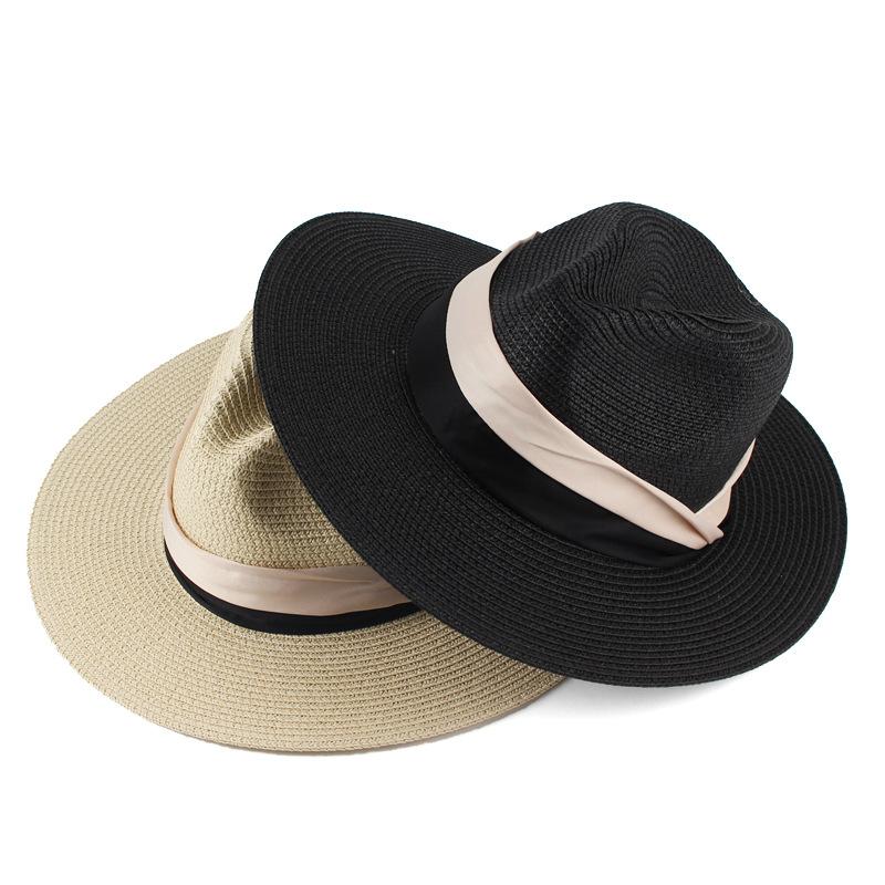 Spring and summer new women's fashion British top hat Panama straw hat outdoor travel sun hat Beach sun hat