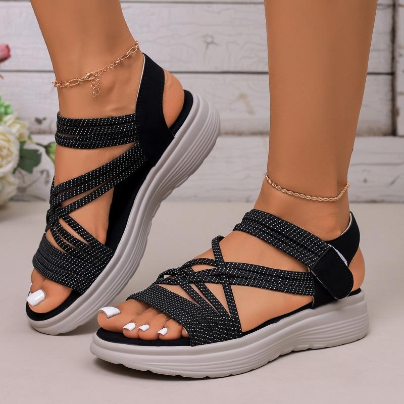 Flat Breathable Women's New Sandals Summer Woven Cutout Platform Overfoot Women's Sandals