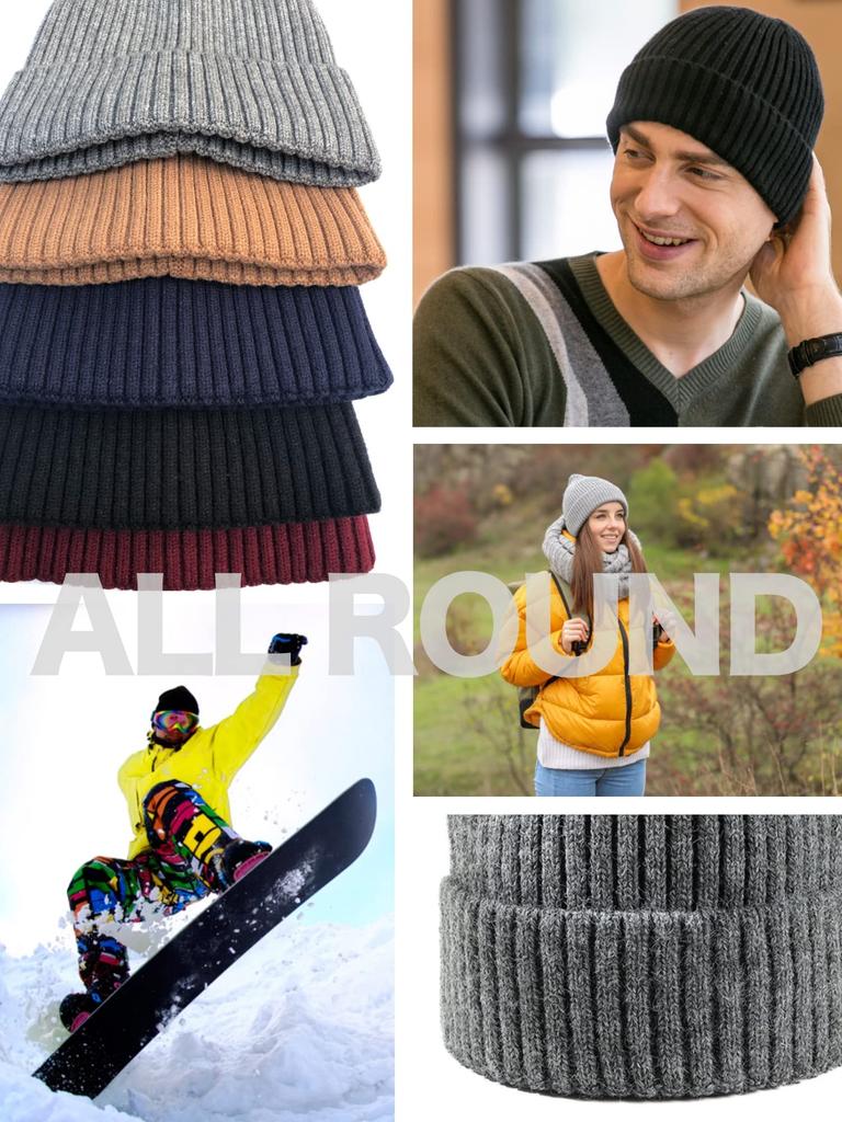 Ekskluzywna Dzianina Gruba Prążkowana Dzianina Jeden Rozmiar Pasuje Wykonana z Wysokiej Zawiera Czapka Wewnętrzna Wysoka [M2Ma] [Marka Amazon] Męska Czapka Zimowa, Czapka, Unisex, Wszystkie,