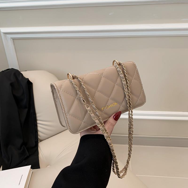 Diamond Chain Small Bag Trendy and Fashionable Texture Bag for Women Ins Niche Solid Color Crossbody Bag