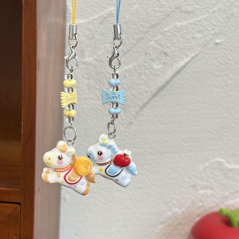 1/5 Pezzi Portachiavi Pony Cartone Animato Carino Creativo Cavallo Perline Cinturino Cellulare Ciondolo Zaino Decorazioni da Appendere Accessori Regalo