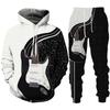 Rock Music Guitar 3D Print Hoodie/Suit Men's Tracksuit Casual Sweatshirts+Pants Set Hip Hop Streetwear Spring Autumn Clothing