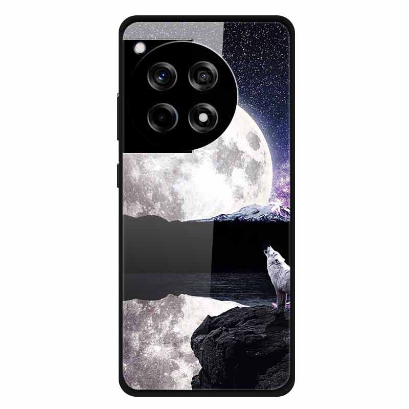 For OnePlus 12R 5G/Ace 3 5G Case Stylish Pattern PC+TPU+Tempered Glass Cell Phone Cover