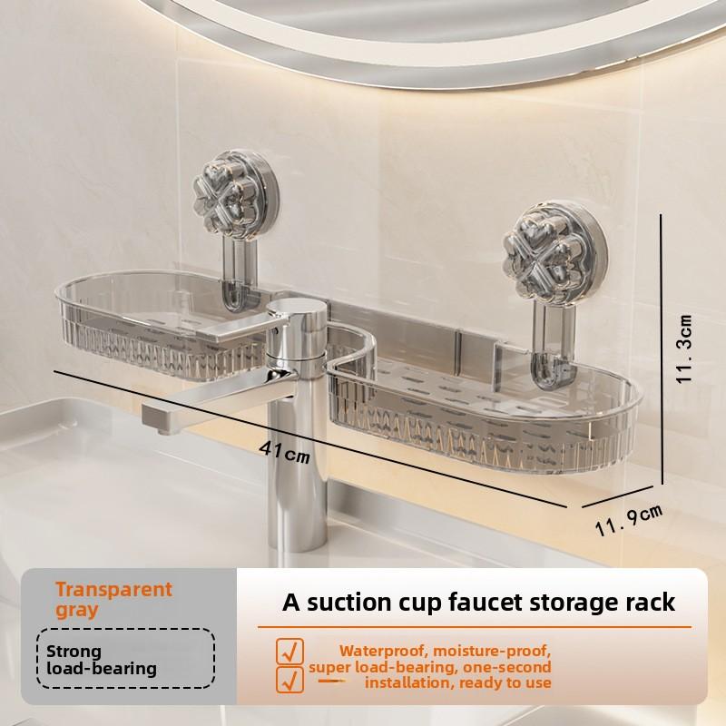 Washing Basin Suction Cup Non Perforated Faucet Storage Rack