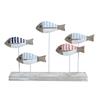 Colored Solid Wood Fishes Sea Wooden Crafts for Kindergarten Decor Mediterranean Style Ocean Series Carved Fish Home Decor